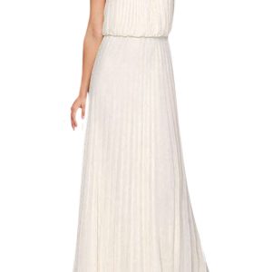 Yksduhl Back Hollow Pleated Sleeveless Maxi Prom Dress M,L,XL,2XL
