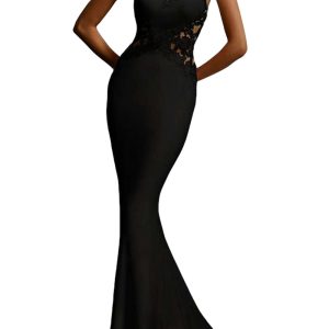 Yksduhl Sleeveless Lace-Bodice Evening Dresses M,L,XL