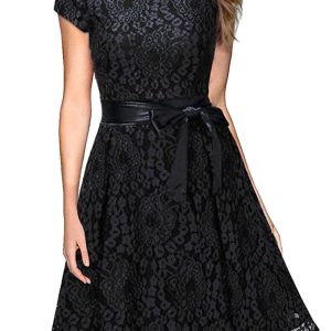 Yksduhl Vintage Lace Short Sleeve Mini Dress M,L,XL,XXL