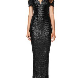 Yksduhl Sexy Cold Shoulder Sequins Evening Dresses M,L,XL