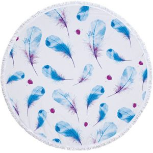 Feather Print Beach Blanket Camping Mat One Size