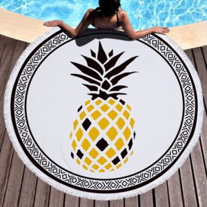 Pineapple Printed Beach Blanket Picnic Camping Mat Round Towel One Size