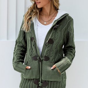 Womens Front Button Hooded Pocket Sweater Outwear Cardigan S,M,L,XL,XXL