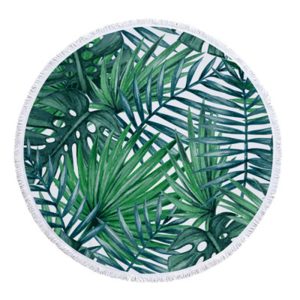 Tassel Giant Leaf print Beach Blanket Camping Mat One Size