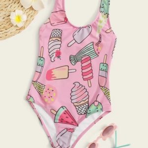 Toddler Girls Cartoon Graphic One Piece Swimwear 90,100,110,120